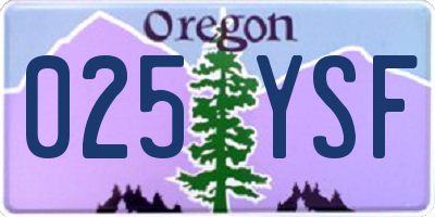 OR license plate 025YSF