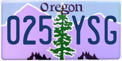 OR license plate 025YSG