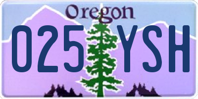OR license plate 025YSH