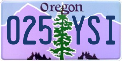 OR license plate 025YSI