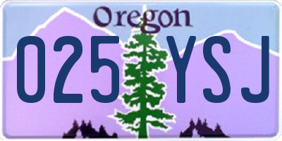 OR license plate 025YSJ