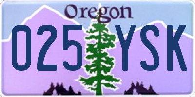 OR license plate 025YSK