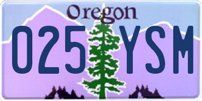 OR license plate 025YSM
