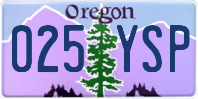 OR license plate 025YSP