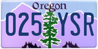 OR license plate 025YSR