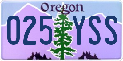 OR license plate 025YSS