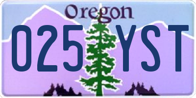 OR license plate 025YST