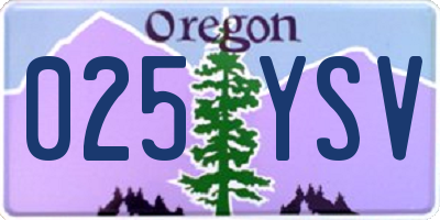 OR license plate 025YSV