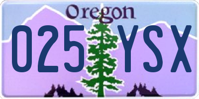 OR license plate 025YSX