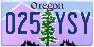 OR license plate 025YSY