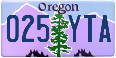 OR license plate 025YTA