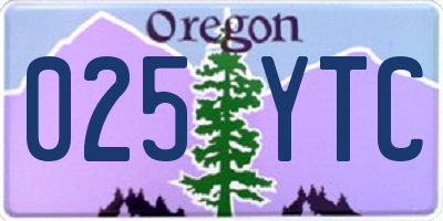 OR license plate 025YTC