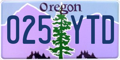 OR license plate 025YTD