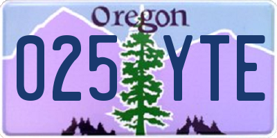OR license plate 025YTE