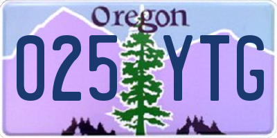 OR license plate 025YTG