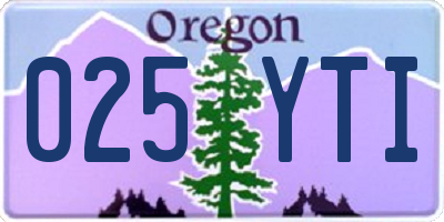 OR license plate 025YTI