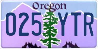 OR license plate 025YTR