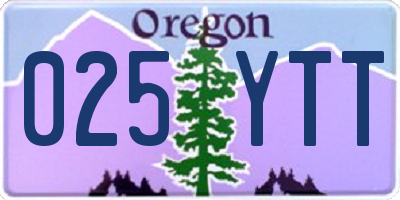 OR license plate 025YTT