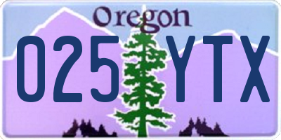 OR license plate 025YTX