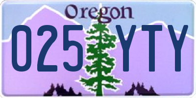 OR license plate 025YTY