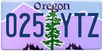 OR license plate 025YTZ