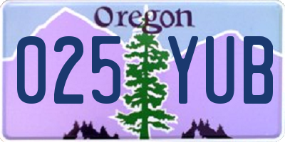 OR license plate 025YUB