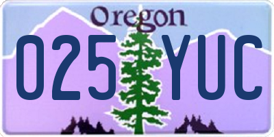 OR license plate 025YUC