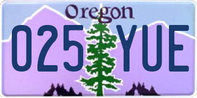 OR license plate 025YUE