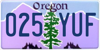 OR license plate 025YUF