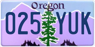 OR license plate 025YUK