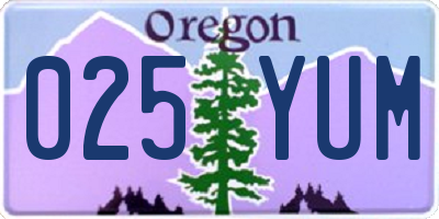 OR license plate 025YUM