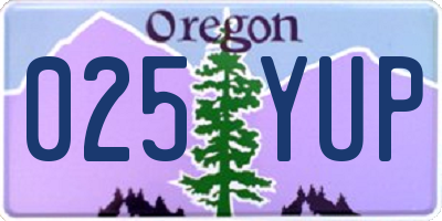 OR license plate 025YUP
