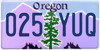 OR license plate 025YUQ