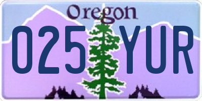 OR license plate 025YUR