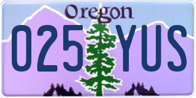 OR license plate 025YUS