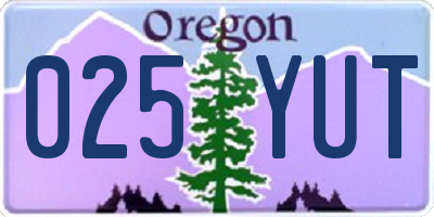 OR license plate 025YUT
