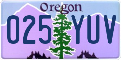 OR license plate 025YUV