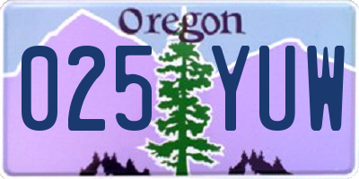 OR license plate 025YUW