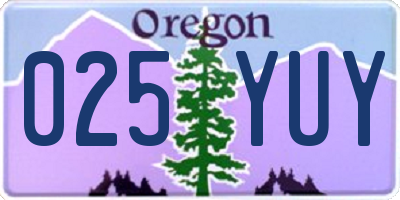 OR license plate 025YUY