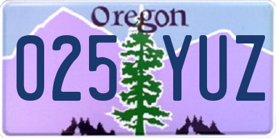 OR license plate 025YUZ