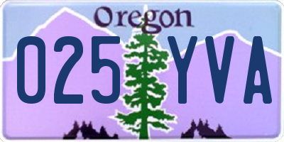 OR license plate 025YVA