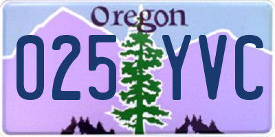 OR license plate 025YVC