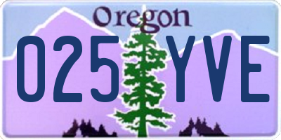 OR license plate 025YVE