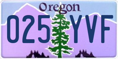 OR license plate 025YVF