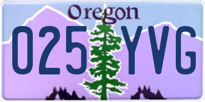 OR license plate 025YVG