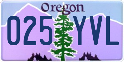 OR license plate 025YVL