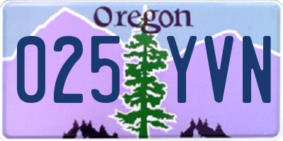 OR license plate 025YVN