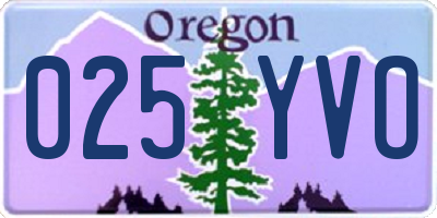 OR license plate 025YVO