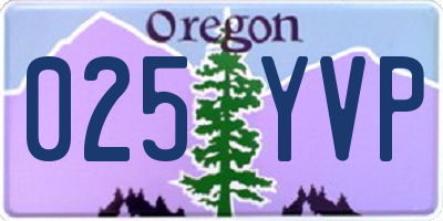 OR license plate 025YVP