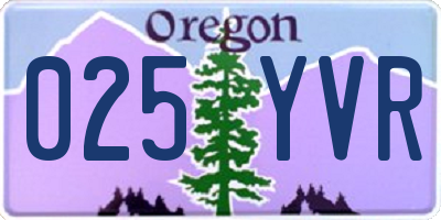 OR license plate 025YVR